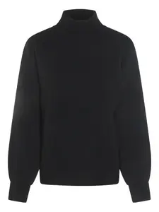 Свитер с высоким воротом и рукавами-фонариками Malo, черный