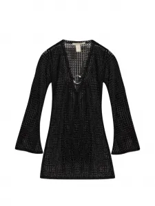 Платье с V-образным вырезом и кольцом Paramidonna, черный