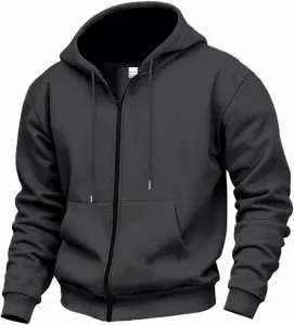 Мужская флисовая худи с молнией, утепленная, для зимы