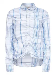 Клетчатая футболка со сборками Marni, белый