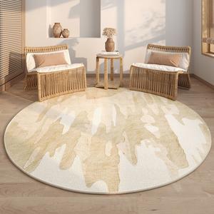 AOVOC Ковер круглый 120 см диаметр в стиле натурального дерева для гостиной/спальни, не скользящий, MULANGXING Round 06