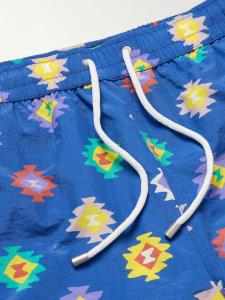 Шорты для плавания Kelim Straight-Leg средней длины с принтом DRAKE'S, синий