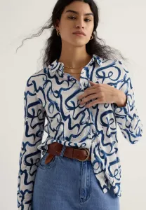 Блузка с пуговицами в виде головы ворсянки Seasalt Cornwall, Blue Ink Strokes/Chalk