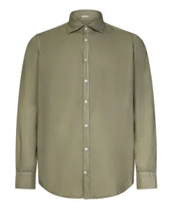 Коричневая рубашка с вышитым гербом Massimo Alba, зеленый