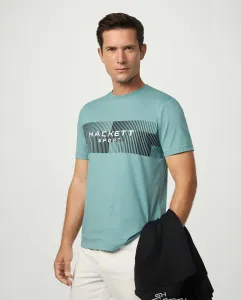 Футболка мужская с коротким рукавом и центральным лого, большие размеры Hackett, зеленый