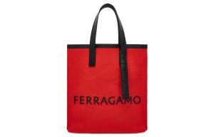 Ferragamo Холщовая сумка с кожаной отделкой, сумка-тоут, сумка для покупок, женская сумка-тоут, красная