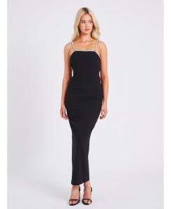 Женское платье Flore с черными кристаллами, открытыми бретелями и бантом на спине Miss Circle, Black