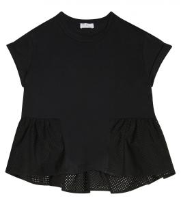 Футболка из сетки и хлопка Brunello Cucinelli, черный