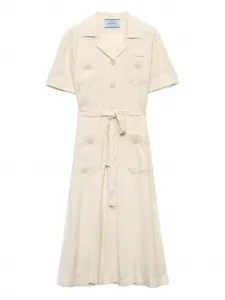 Кружевное платье-рубашка Prada, нейтральный