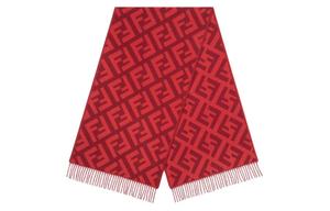 Кашемировый вязаный шарф женский красный FENDI