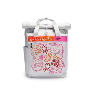 Nike Полиэстеровый граффити рюкзак повседневный унисекс светло-серебристый серый, Creative Graffiti