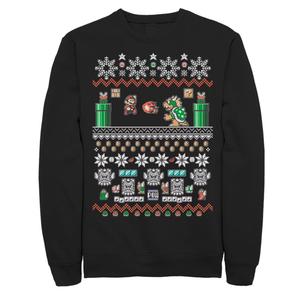 Мужская флисовая рубашка Nintendo Super Mario 8-Bit Christmas Stack Licensed Character