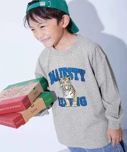 Футболка с длинным рукавом и крупным силуэтом дьявольской лабрадорши, Детская одежда. Размер 26SS Devirock, цвет 004-Kotora-Metal Gray