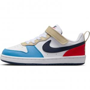 Nike Court Borough нескользящие износостойкие низкие детские ботинки White/Blue/Red для малышей
