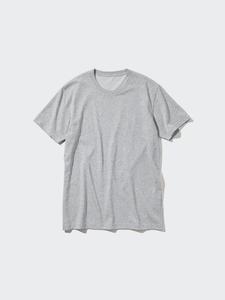 Футболка с круглым вырезом сухого цвета Uniqlo, серый