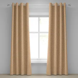 Штора на люверсах ABAKUHAUS в стиле ретро, с непрерывным оранжевым волнистым узором и эллиптическими точками, симметричный винтажный дизайн, декоративные двухпанельные шторы, 280 x 260 см, цвет: оранжево-кремовый Abakuhaus