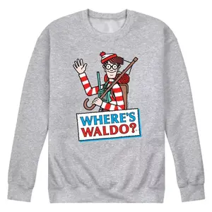 Мужская флисовая толстовка с логотипом Where's Waldo Licensed Character, серый