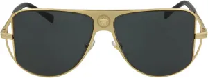 Мужские солнцезащитные очки Versace в золотой оправе, с коричневыми зеркальными золотыми линзами, 57 мм, Gold