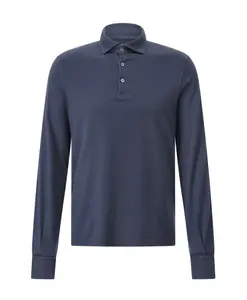 Поло с длинными рукавами из хлопка Fedeli, синий
