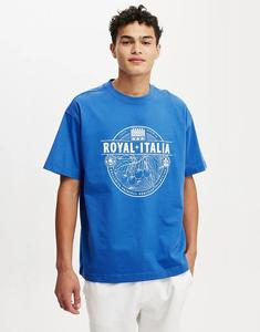 Футболка Cotton On Box fit с графическим принтом в цвете индиго/New York Apple Cotton On