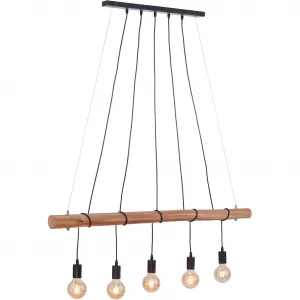 Подвесной светильник DAMIAN, E27, 1 шт., подвесной светильник, эвкалиптовое дерево Just Light, черный/коричневый