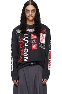 Lu'U Dan Черная свободная футболка с длинными рукавами