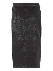 Миди-юбка с разрезом и эффектом кожи крокодила Enes, черный