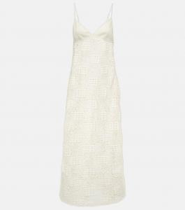 Длинное платье из хлопка, связанное крючком SIR, слоновая кость