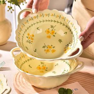 Ceramics Набор керамических мисок и тарелок Fresh Underglaze Color с двойными ручками, 24 см