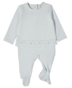 Детский комбинезон для мальчиков "Small Dots" из плотного хлопка, двухслойный MeMoi, Cloud blue