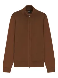 Фактурный кардиган на молнии BOSS, коричневый