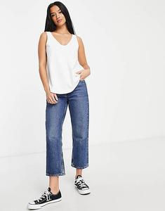 Белый хлопковый жилет с овальным вырезом ASOS DESIGN Petite - БЕЛЫЙ