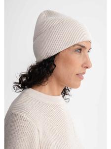 MELA Вязаная шапка в рубчик в стиле KALI кремового меланжа