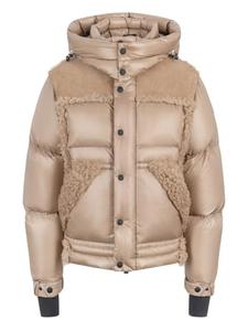 Пуховик с отделкой из овчины Moncler Grenoble, коричневый