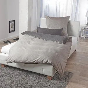 Двустороннее постельное белье Dream Sleep Mako-Satin, текстура 200x200 см + 2 x 80x80 см, темно-серый Traumschlaf