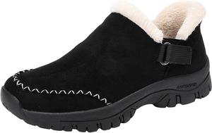 Женские зимние ботинки теплые хлопковые обувь для улицы низкие легкие ботильоны на меху водонепроницаемые против скольжения удобные легкие ботинки Generic, Black