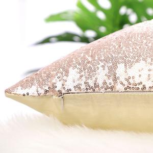 Декоративная квадратная блестящая сверкающая удобная наволочка для дивана с пайетками, белая PiccoCasa, цвет Pale Gold Tone