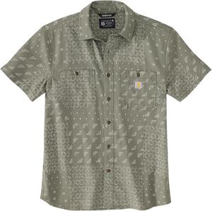 Carhartt Мужская футболка 106403 Rugged Flex Relaxed Fit с коротким рукавом, Dusty Olive Bandana Print