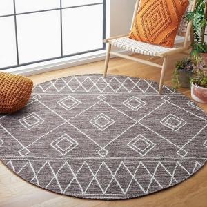 SAFAVIEH Kilim Collection ковер 183 x 183 см Brown/Ivory KLM852T ручной работы из хлопка для прихожей, гостиной, спальни, кухни