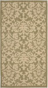 Ковер SAFAVIEH, 61 x 110 см, Washable Rug Outdoor Courtyard Collection - , Olive & Natural, не линяет и легко чистится, идеально для патио, входной двери, прихожей, придверный ковер (CY3416-1E06)
