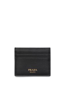 Prada кожаный держатель для карт с логотипом, черный