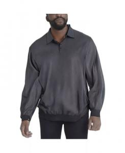 Легкий мужской свитер-поло для высоких и крупных размеров KingSize, черный