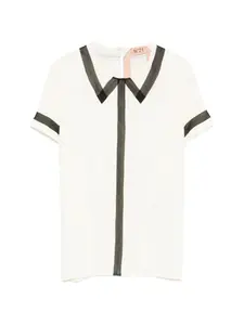 Топ с контрастной отделкой Nº21, нейтральный