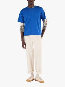 Футболка с круглым вырезом свободного кроя из шерсти мериноса John Smedley, цвет Jay Blue/English Plum