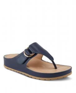 Женские сандалии-вьетнамки ROZETA с золотой пряжкой и удобной стелькой Patrizia, Navy