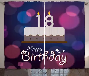 Штора ABAKUHAUS Purple Rustic, с рисунком мультяшного праздничного торта, универсальная ленточная штора для гостиной с петлями и крючками, 280 x 175 см, фиолетово-сиреневая Abakuhaus