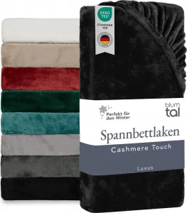 Простыня на резинке Cashmere Touch 160x200 см, плюшевая - простыня на резинке Cashmere Touch из микрофибры - мягкая простыня на резинке 160x200 см, черная Blumtal