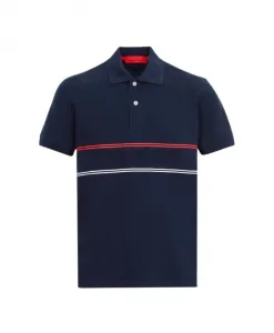 Полосатая рубашка-поло с инициалами пику Carolina Herrera, синий