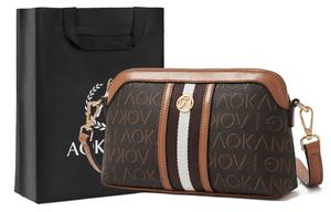 Сумка через плечо AOKANG, маленькая квадратная из ПВХ, мамина сумка, кроссбоди, цвет какао-кофе и желто-коричневый