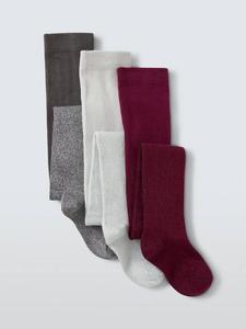 Детские блестящие колготки John Lewis, Pack of 3, Multi